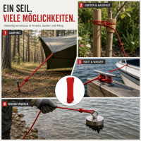Allzweckseil – 8 mm × 20 m, robust, schwimmfähig und wetterfest, verschiedene Farben