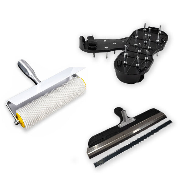 Entlüftungsroller Set | 50 cm Entlüftungsroller Profi mit 11 mm 560 mm Bodenrakel, Zahnrakel & Nylon Nagelschuhe | Für Epoxidharz, Fließestrich & Bodenausgleich