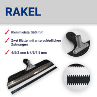 Entlüftungsroller Set | 50 cm Entlüftungsroller Profi mit 11 mm 560 mm Bodenrakel, Zahnrakel & Nylon Nagelschuhe | Für Epoxidharz, Fließestrich & Bodenausgleich
