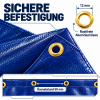 3,41 x 1,76 m, Bauzaunplane / Sichtschutzplane, Farbe BLAU