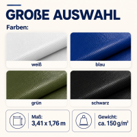 3,41 x 1,76 m, Bauzaunplane / Sichtschutzplane, Farbe: SCHWARZ