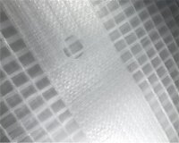 Gitterabdeckplane mit Ösenstreifen, ohne Metallösen, ca. 250g/qm, transparent