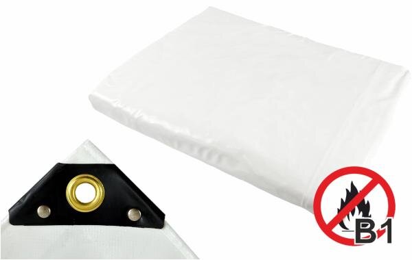 PVC-Abdeckplane ca. 650 g/m², schwer entflammbar B1, Farbe: Weiß